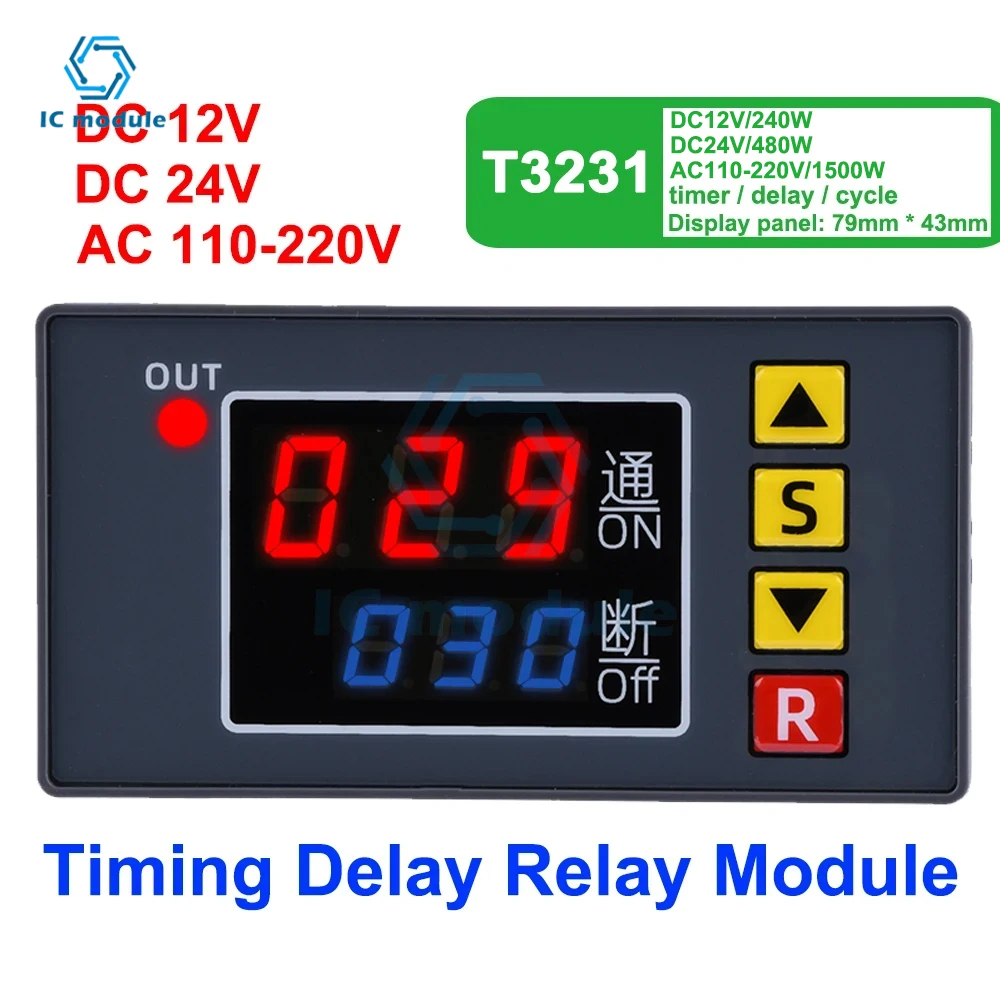 T3231 DC12V 24V AC220V Digital Time Delay Relay Programmable Time Control Controller Digital Delay Relay Switch