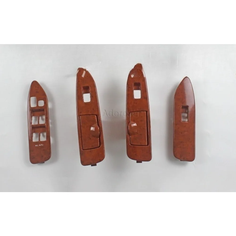 1Set Car Interior Wooden Window Switch Lifter Panel Cover Fit For Toyota Land Cruiser LC100 FJ100 1998-2007 Accessories