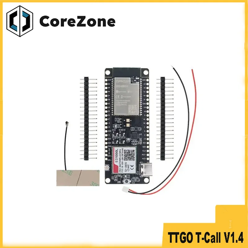 Módulo de Comunicação Sem Fio TTGO T-Call V1.4 ESP32 com Antena FPC e Cartão SIM SIM800L