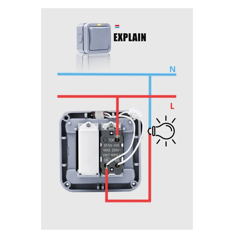 IP66 Wall Electrical Switch 220V Light Waterproof On Off Security Button With Fixation Night In The Pc Power