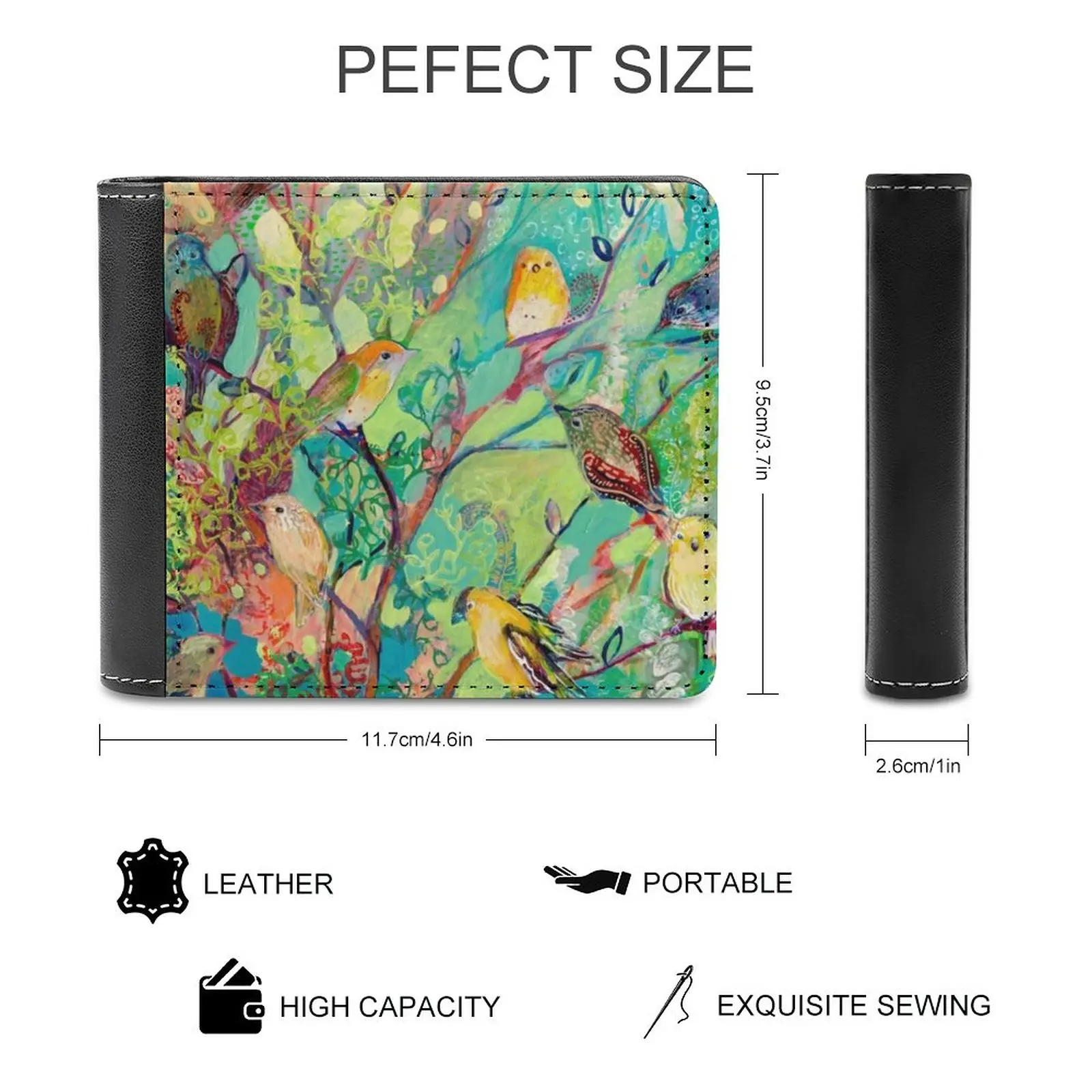 조류 피난처 남자 지갑 Pu 가죽 짧은 남성 지갑 남성용 신용 카드 지갑 돈 가방 조류 피난처 야생 동물 추상 현대