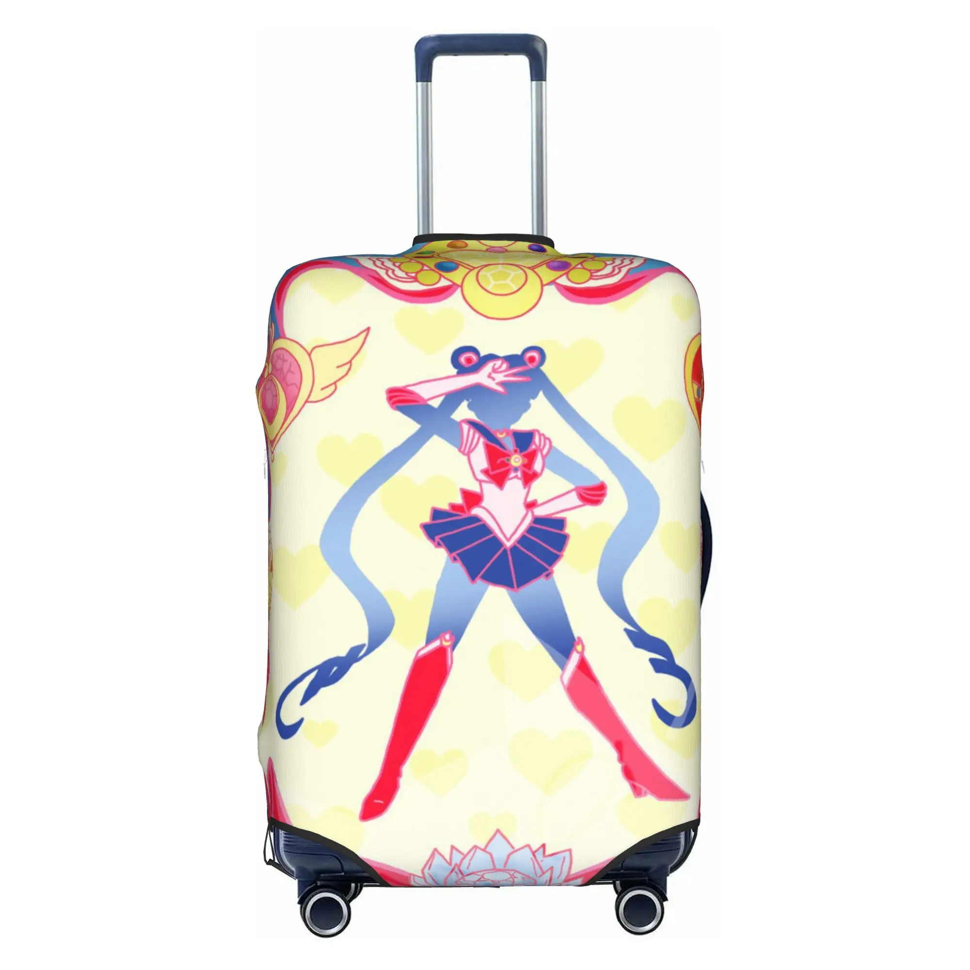 Custom Sailors Moons Cute Cartoon Travel Luggage Cover Dust Proof  Suitcase Cover Protector Fit 18-32 Inch