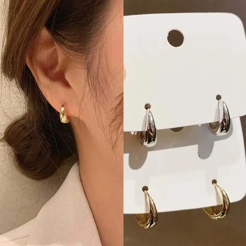 Anti-Fade Huggie Hoop Earrings 2Pcs Minimalist Gold Silver Tiny Round Hoops for Women Casual Party Daily Wear
