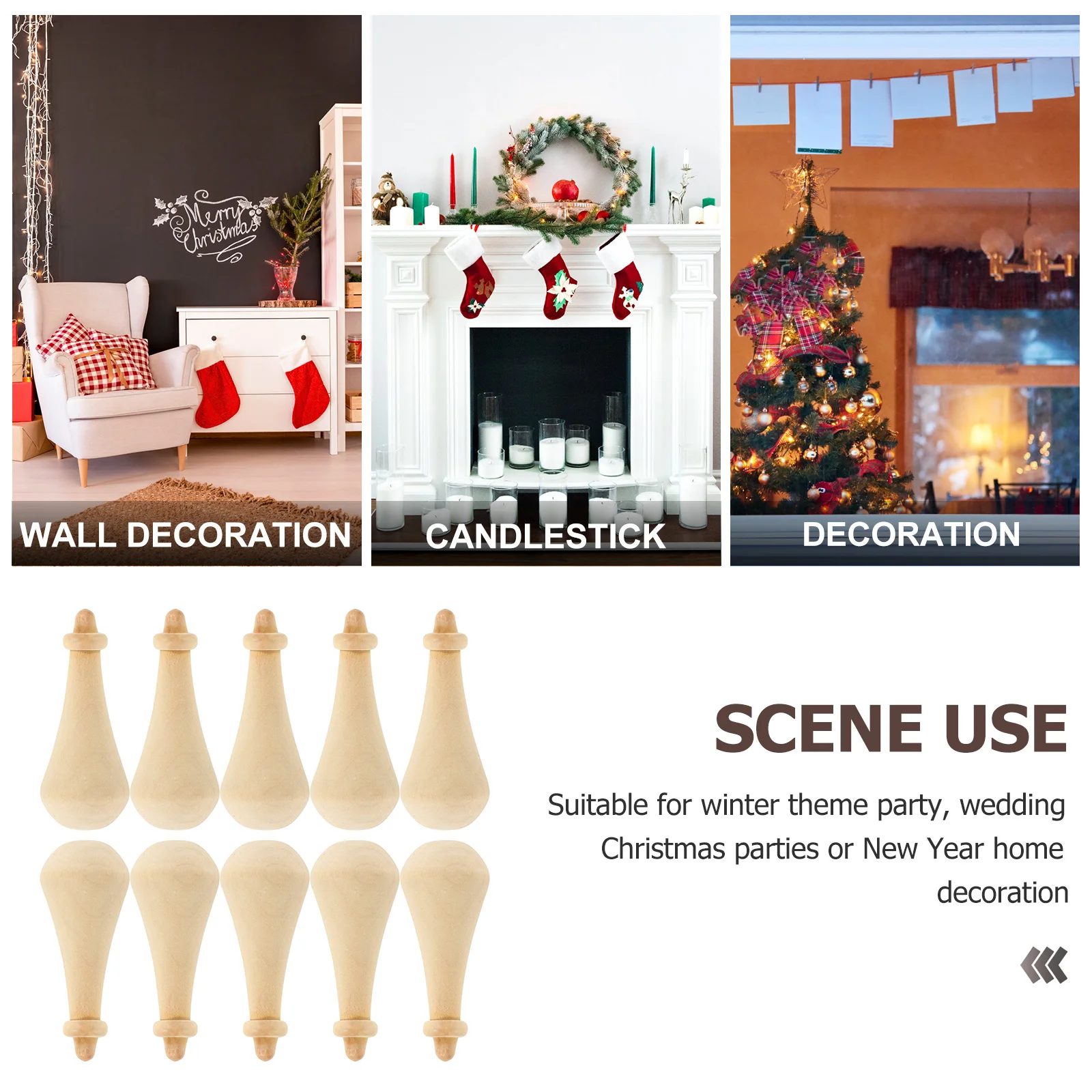 

10Pcs Christmas Tree Wooden Ornaments DIY Unfinished Wood Xmas Decor Craft for Home Holiday Decoration Christmas Ornaments