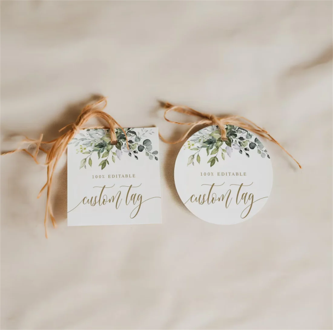 50pcs Digital Download Custom Tags Template, Self-Editing, Wedding Guest Gift Tag, Favor Tag, Your Words Here, Personalized, Gre