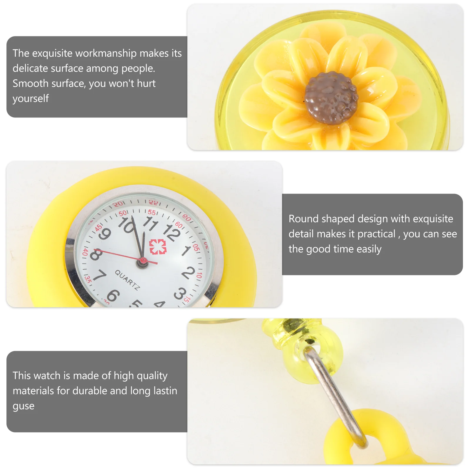 ساعة ممرضة بمينا دائري من السيليكون للنساء خفيفة الوزن مقاومة للماء ساعة جيب كلاسيكية للسيدات ساعة ديكور