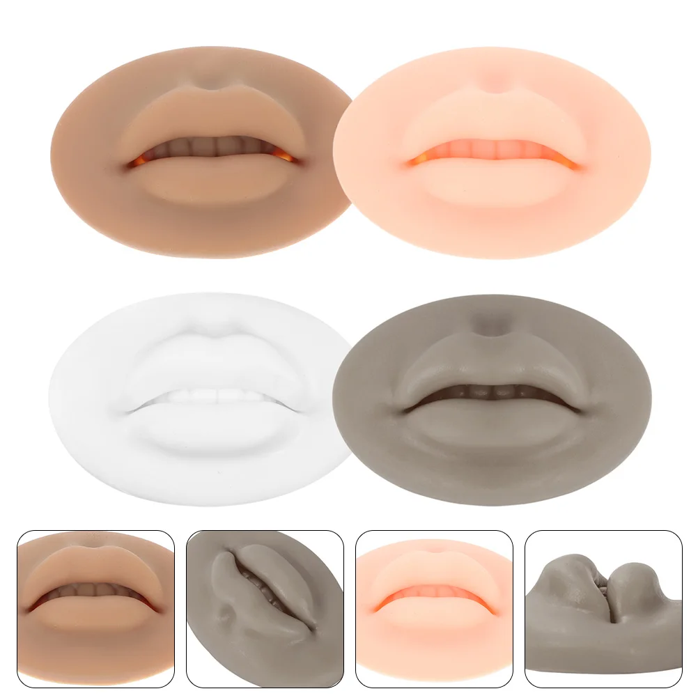 

4pcs Silicone Fake Lips 3D Lip Elastic Tattoos Practice Skin Professional Tattooing Accessories Softer Lip Gloss Mold Permanent