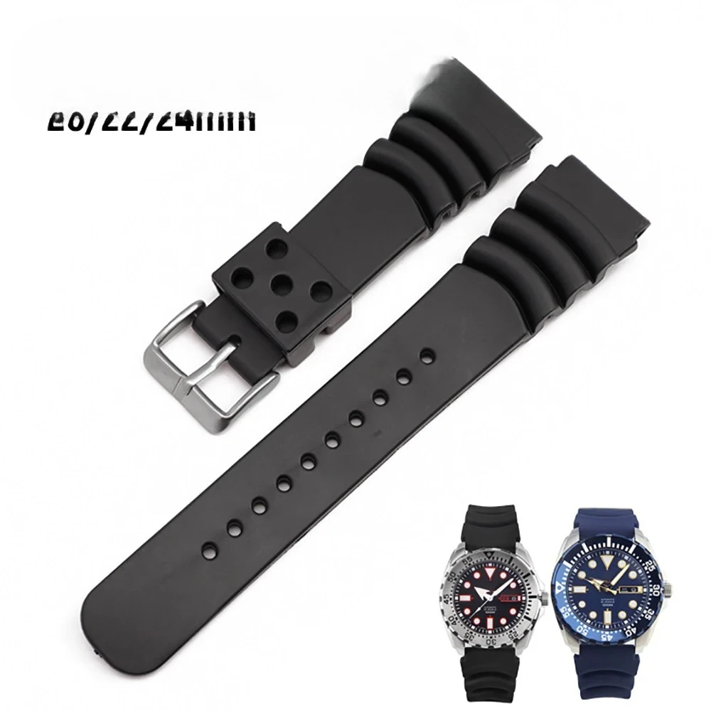 Wrist Strap for Seiko 20mm 22mm 24mm Diver Rubber Watch Band Silicone Sports Bracelet for Seiko SKX007/009 for