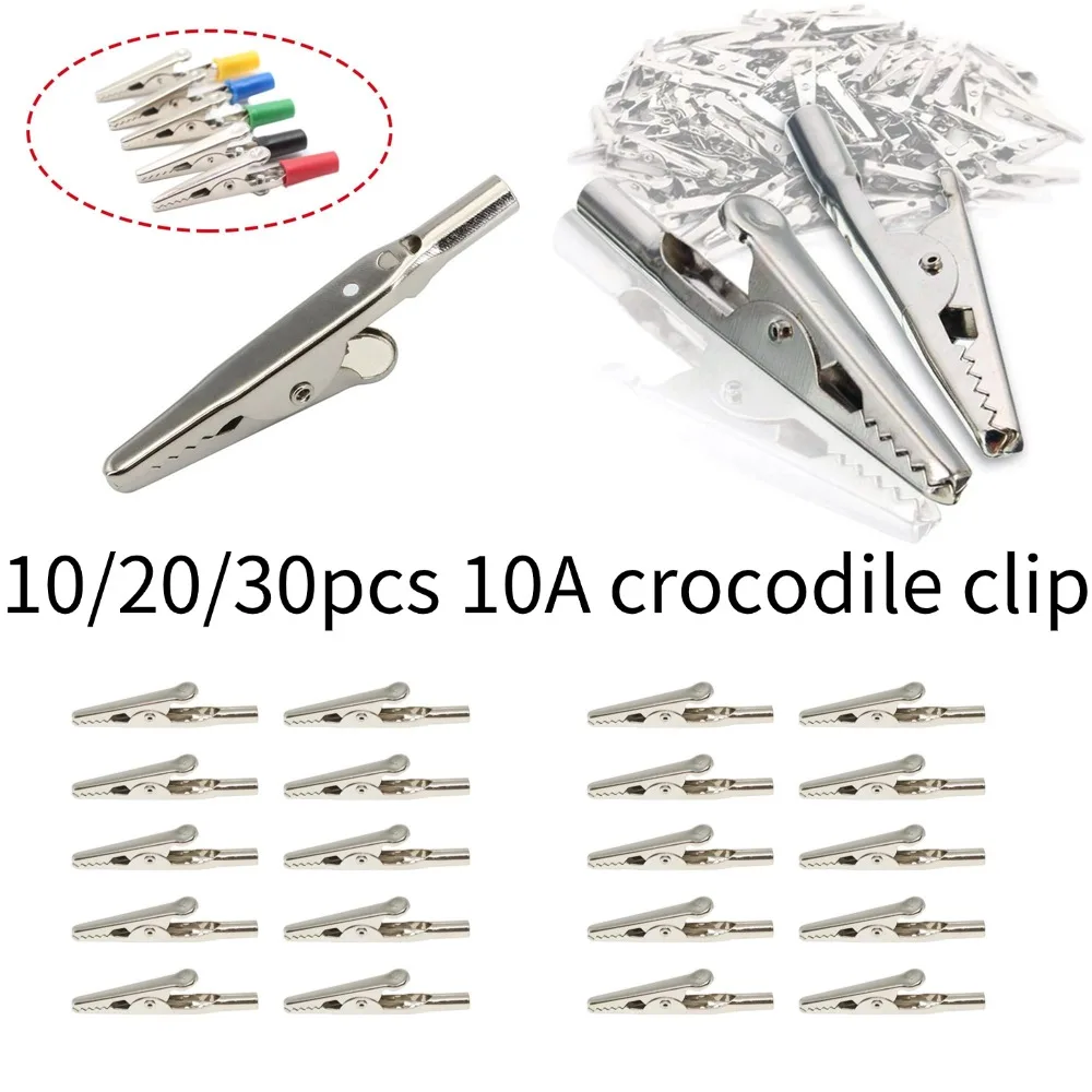 51mm Metal Alligator Clips Crocodile Electrical Test Cable Lead Probe Clip Battery Clamps 10A Silver Crocodile Clips 10/20/30pcs