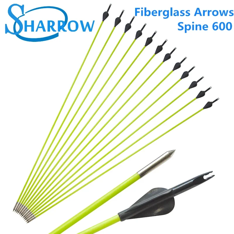 

6/12pcs Archery Fiberglass Bow Arrows OD 5mm Spine 600 Slides Recurve Shooting For Shooting Archery Training Hunting Accessories