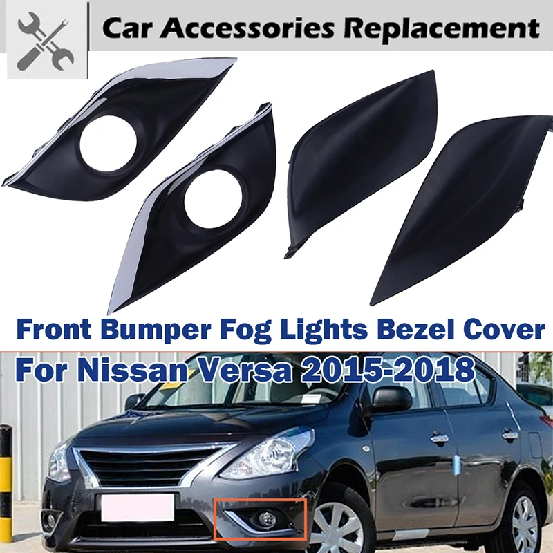 Rhyming Car Front Bumper Fog Lights Bezel Frame Cover For Nissan Versa 2015 - 2018 Car Accessories, With Lamp Holes,Enclosed