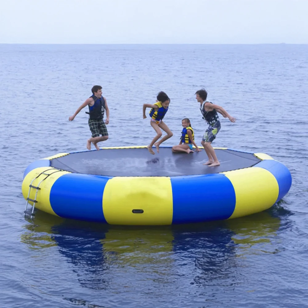 Water Trampoline3/4/5m Thickened PVC Inflatable Bouncer Floating Inflatable Water Jumping Bed Play Equipment Children Water Park
