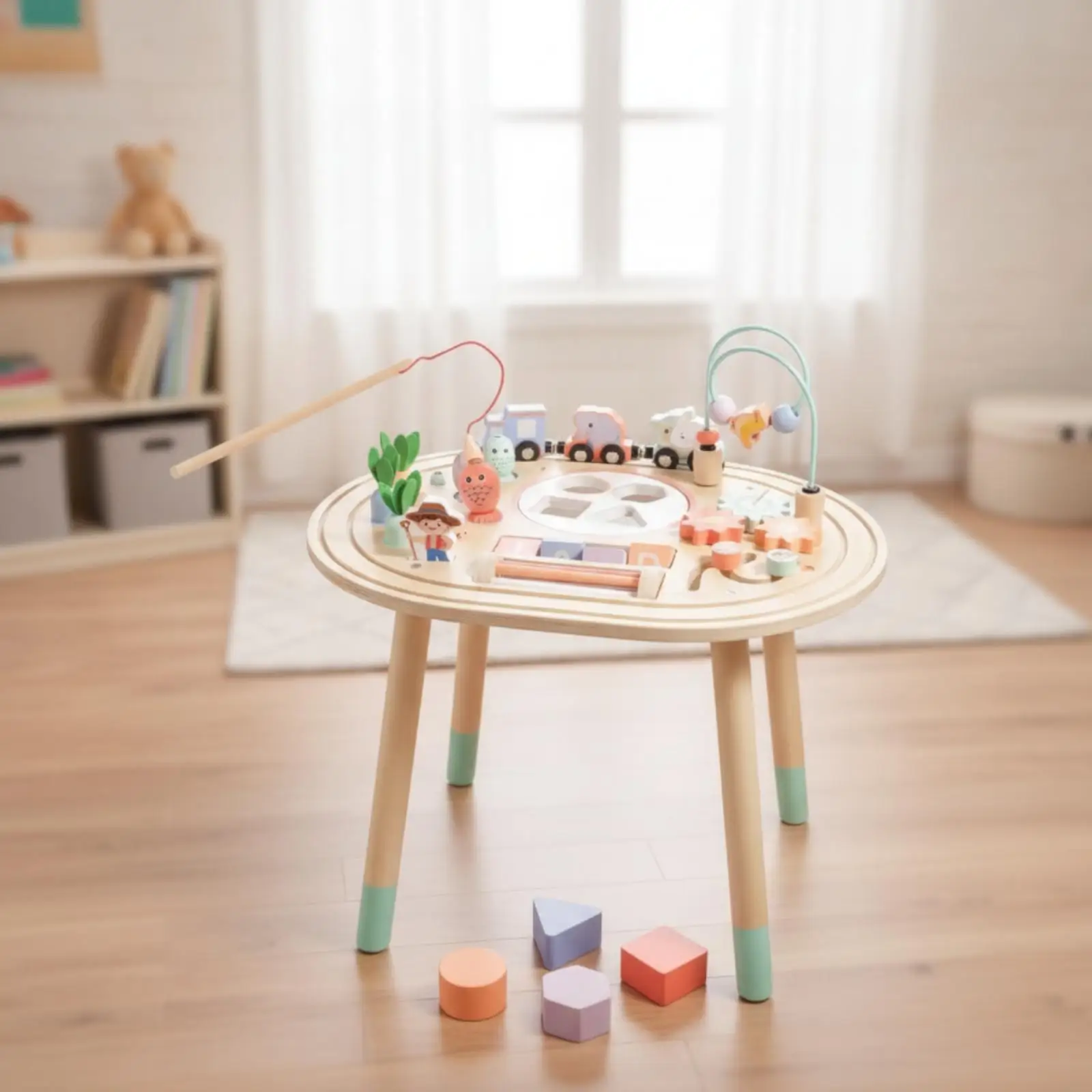 Toddler Activity Table with Bead Maze Hand-Eye Coordination for Playroom