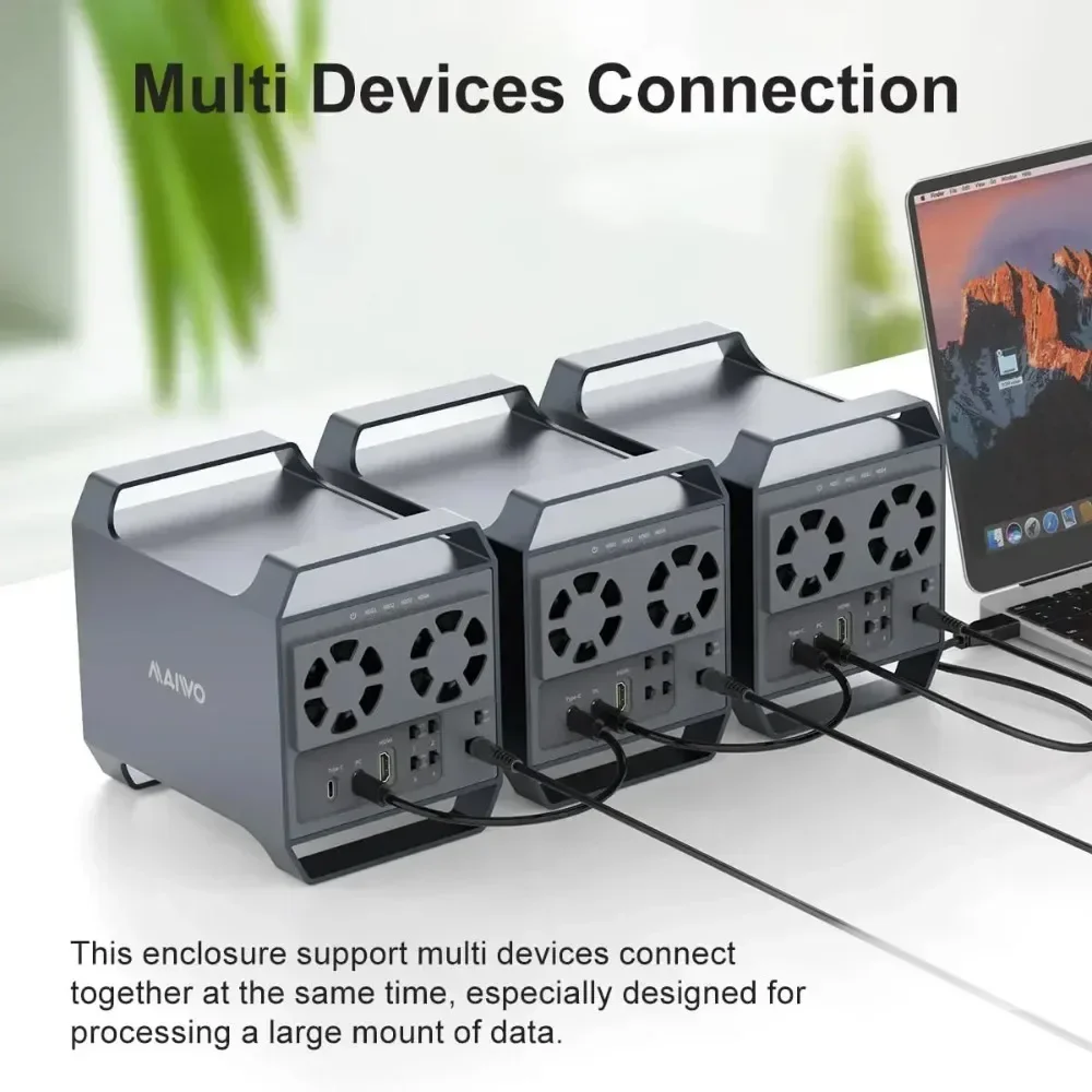 MAIWO 4 Bay HDD Docking Station 10Gbps Type C USB 3.2 Gen2 3.5 inch HDD Enclosure for 2.5 3.5 SSD Disk Case HDD Box with HDMI