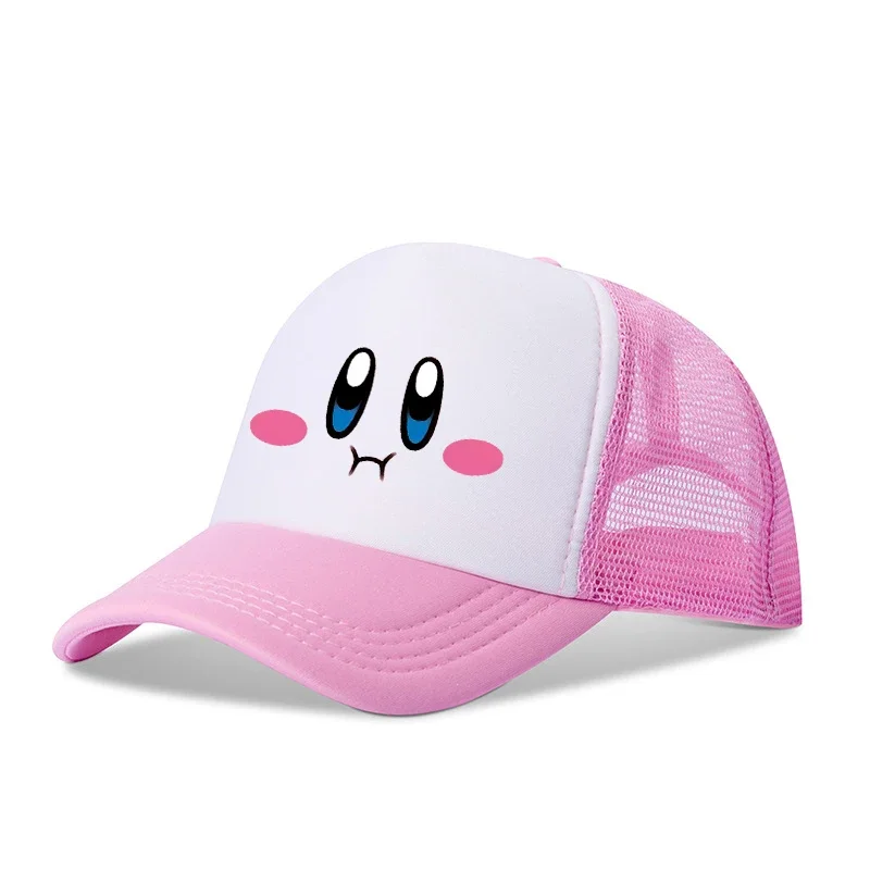 Kirbys Baseball Cap New Anime Kawaii Neckerchief Sun Hat Summer Outdoor Sport Breathable Mesh Sunbonnet Kids Adult Headgear Gift