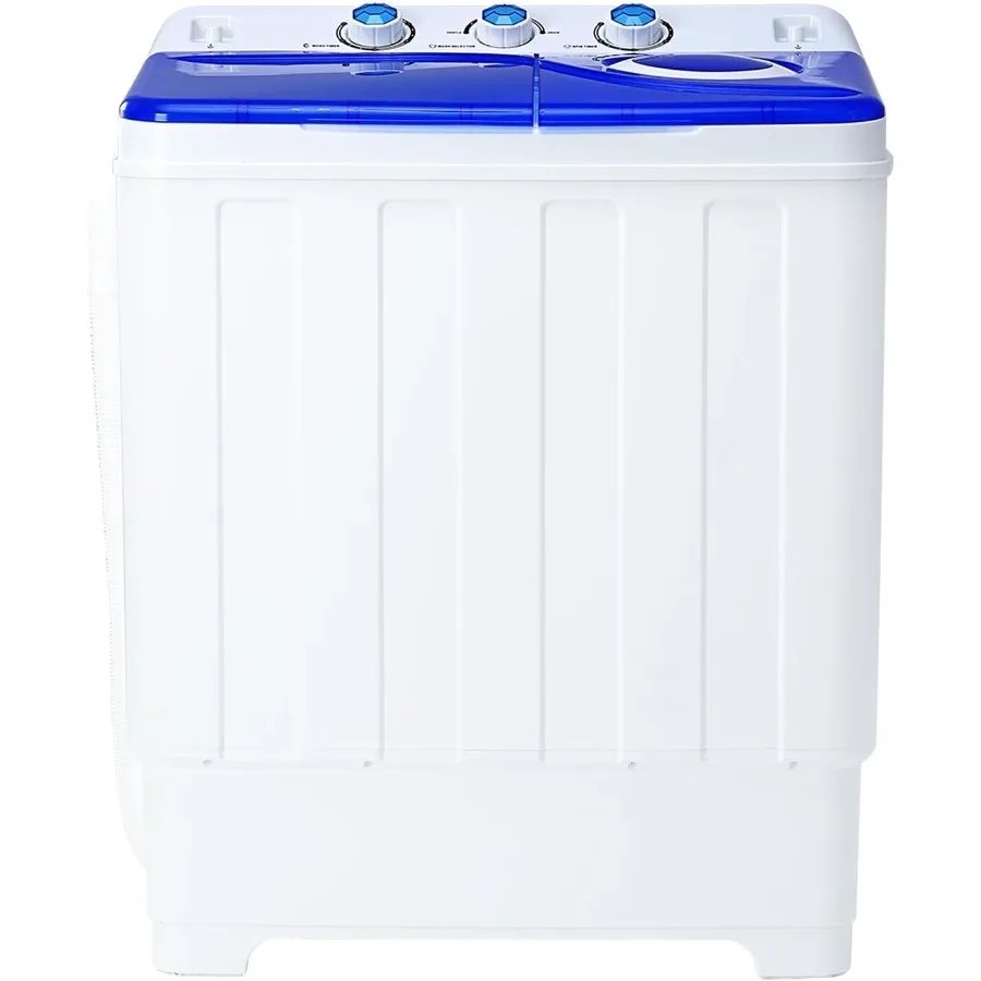 

28lbs Portable Washing Machine with 18lbs Wash and 10lbs Spin Twin Tub Washer Compact Machine with Drain Pump Mini Portable Was