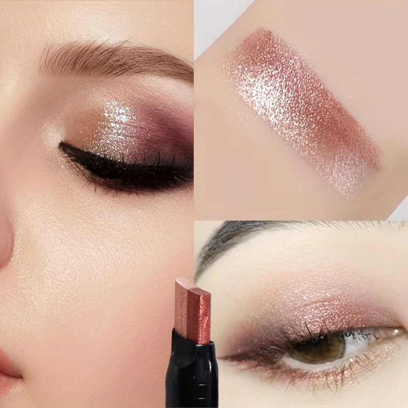 Brillo de doble Color gradiente sombra de ojos lápiz de dos tonos brillo metálico perezoso sombra de ojos pluma impermeable 2 en 1 maquillaje de ojos