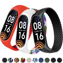 Pulseira Trançada de Nylon para Xiaomi, Solo Loop Strap, Pulseira Elástica, Pulseira para Mi Band 3 4 5 7 6 Strap