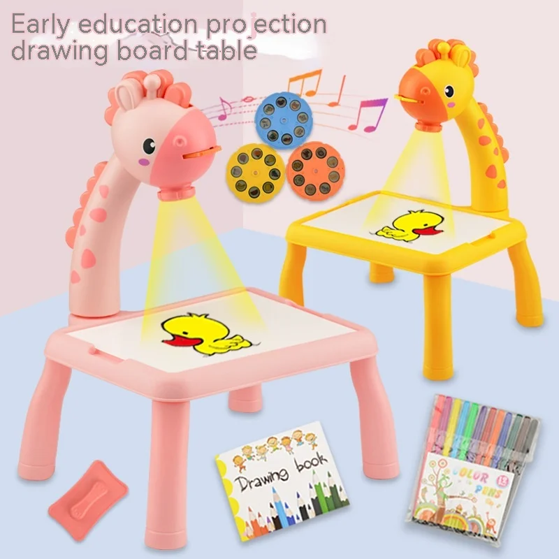 Led Projector Drawing Table  Early Childhood Education Painting Board Desk With  Music Educational Learning Erasable Painting Ta