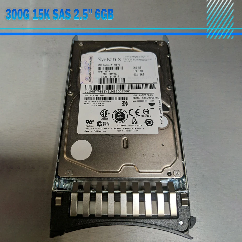 

Жесткий диск для жесткого диска IBM 81Y9671 300G 15K SAS 2,5 ''6GB 81Y3812 M2 M3 M4