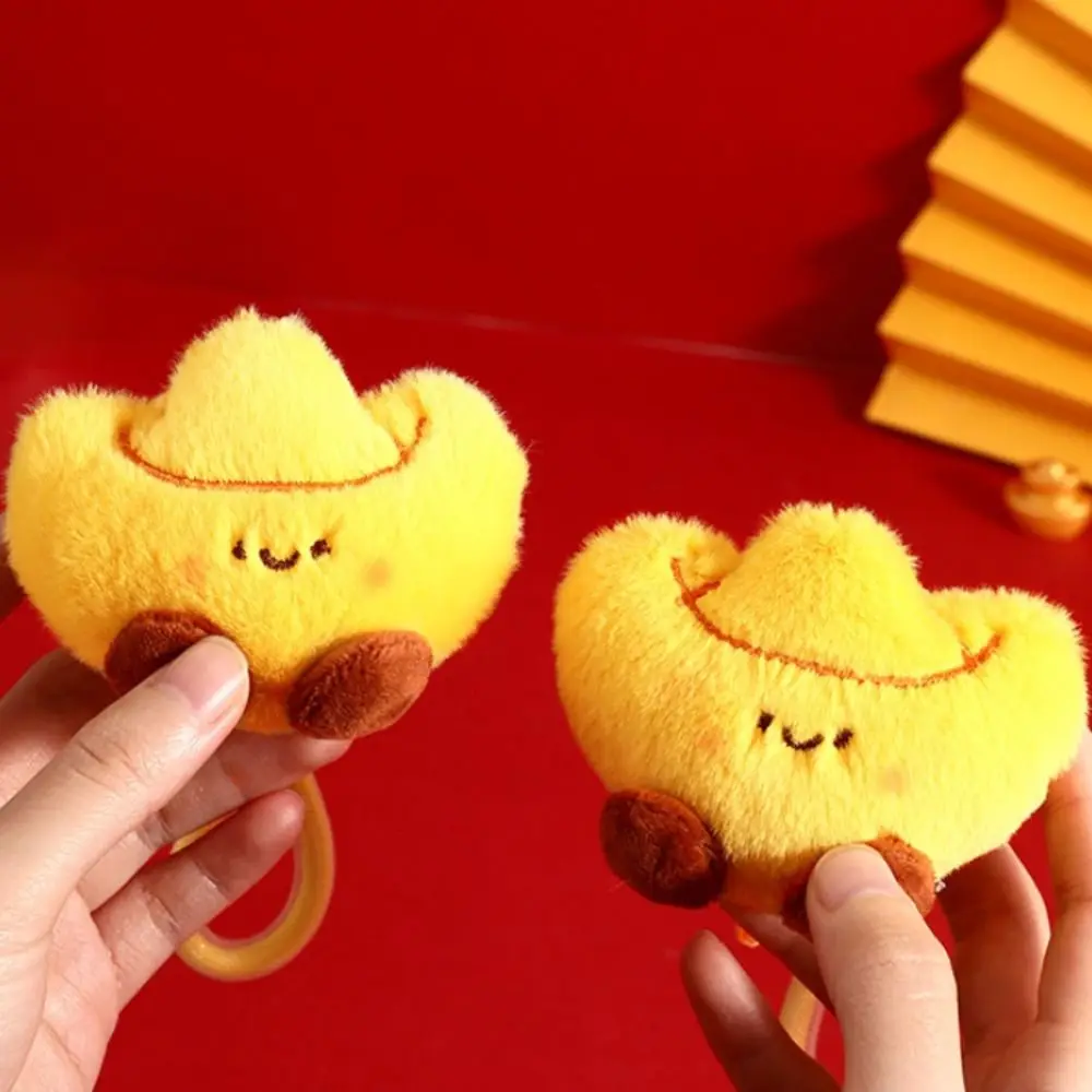 

Creative Chinese Style Plush Ingot Keychain Good Luck Blessing New Year Keyring Soft Cartoon Doll Pendant Toys
