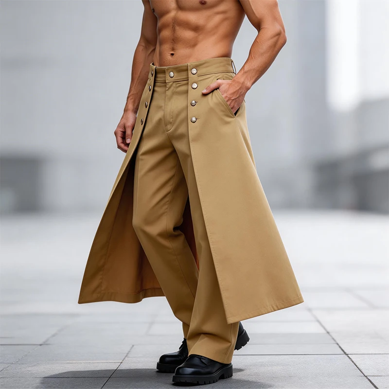 Pantalones Largos de Moda para Hombre 2026, Pantalones Irregulares de Color Sólido con Botones, Joggers Holgados, Pantalones Casuales de Moda Urbana para Hombre, Tallas M-2XL