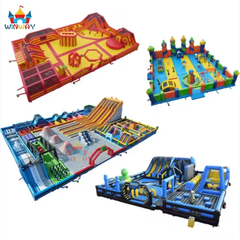 Newly Upgraded Large Inflatable Trampoline Amusement Park Giant Indoor Theme Obstacle Race Inflatable Park Entertainment