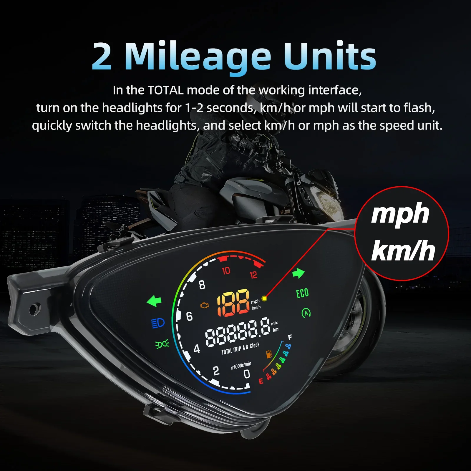 Speedometer Digital 0-12000R/min, instrumen sepeda Motor Dashboard Tachometer pengukur oli lampu sein untuk Yamaha mio100 sporty