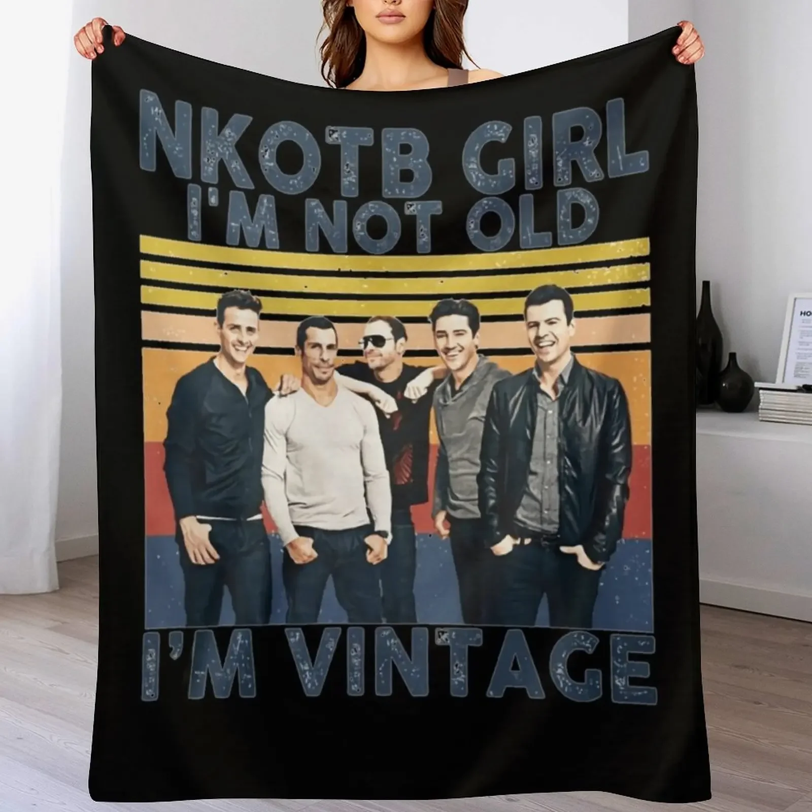 

NKOTB Girl I'm NOT Old I'm Vintage Music Gift For Fans, For Men and Women Throw Blanket Plaid Flannel Plaid on the sofa Blankets