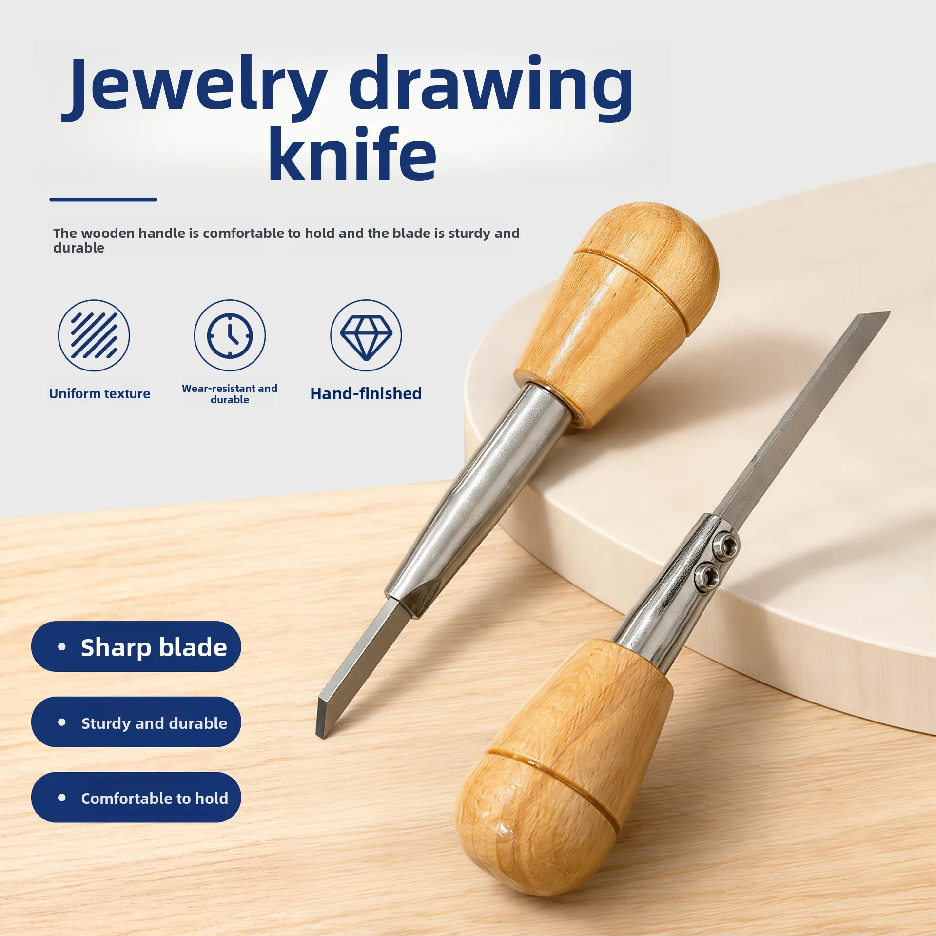 Gold Wire Drawing Hand Tool for Jewelry Making Engraving Scraper Knife - Professional Durable Precision Handle for Goldsmith DIY