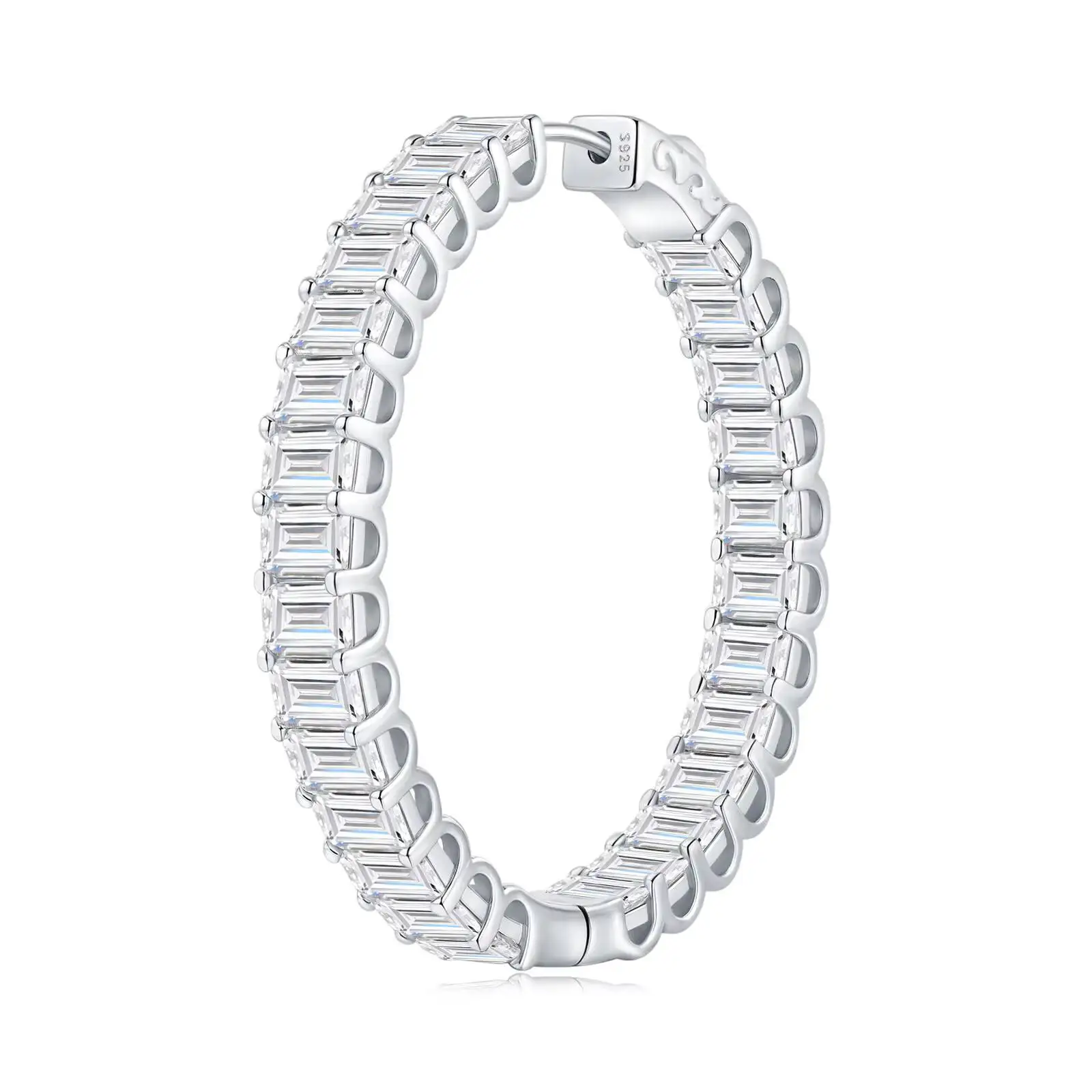 Emerald Cut Earrings Hypoallergenic Women's Luxury Hip Hop Style Earrings 925 Sterling Silver Earrings Full Moissanite Earrings