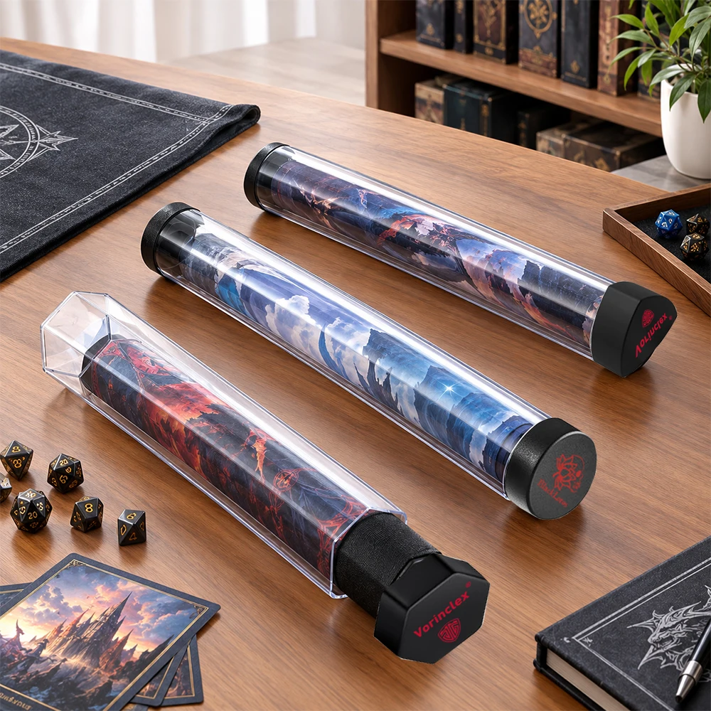 High-Quality 60MM Upgraded Thickened Clear Storage Tube For Tabletop Gaming Playmat Portable Anti-Pressure Game Pad Organizer