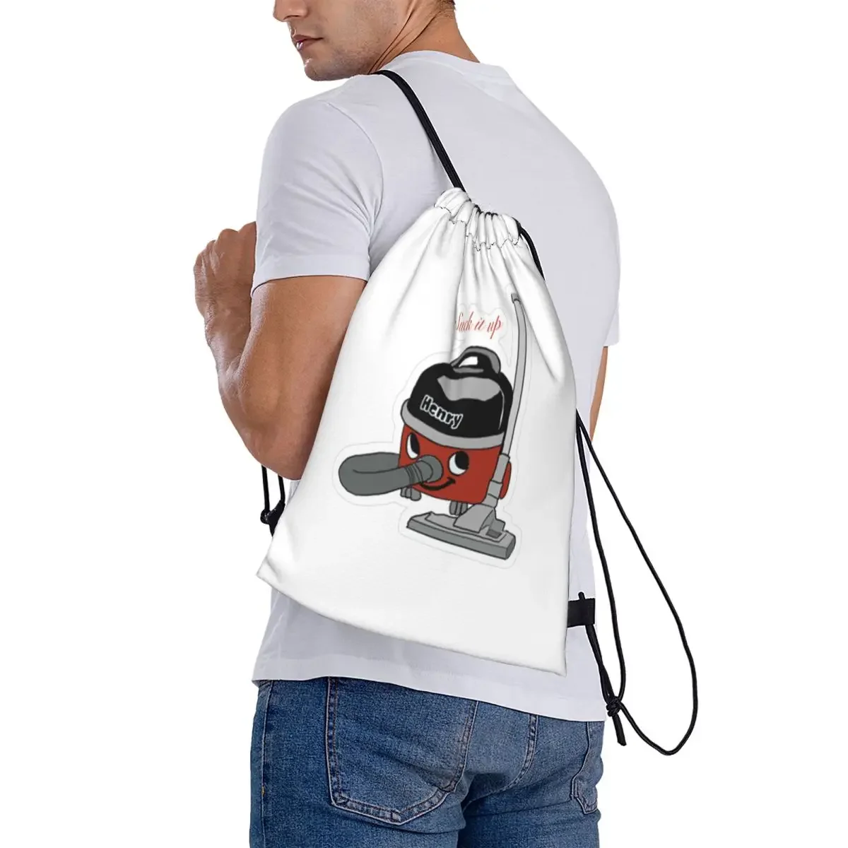 Henry Hoover Suck It Up Sticker Backpacks Fashion Drawstring Bags Sports Bag Book Bags for Man Woman Students