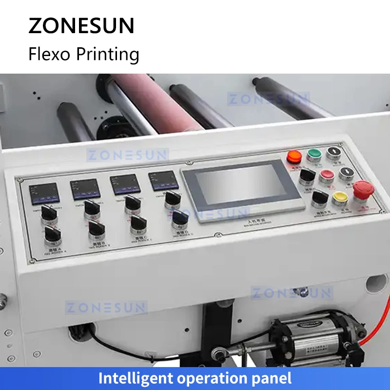 Zonesun mesin cetak Flexographic, ZS-RY4 mesin cetak Label Flexo Press Flexo 4 warna