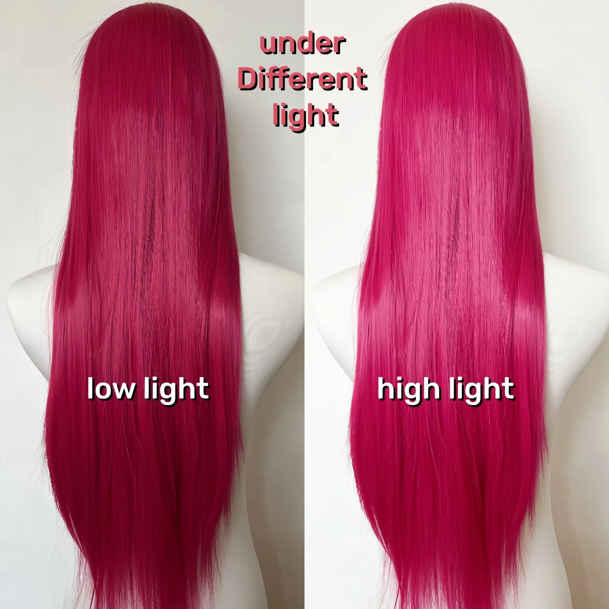 النيون الأحمر الباروكات 13 × 4 طويل مستقيم ارتفاع درجة الحرارة الألياف طبيعة شعري الاصطناعية الدانتيل شعر مستعار أمامي تأثيري KPop شيطان هنتر ميرا #2