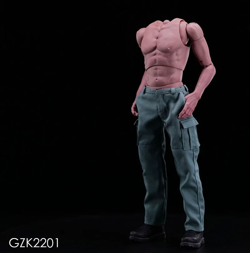 Celana Tempur Kasual Kerja Multi Saku Aksesori Pria Fashion 1/6 Celana Panjang Kargo untuk 12 ''Action Figure