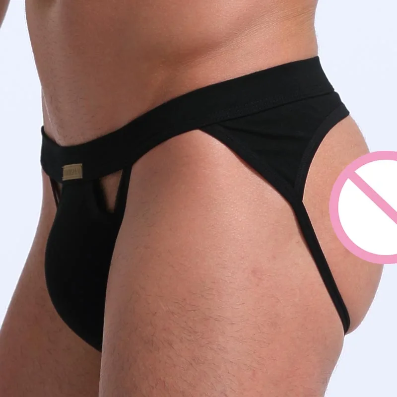 Jockstrap cotton Men Mesh Underwear G-Strings & Thongs Sexy Gay Penis pouch bikini buttocks Hollow thong men underwear