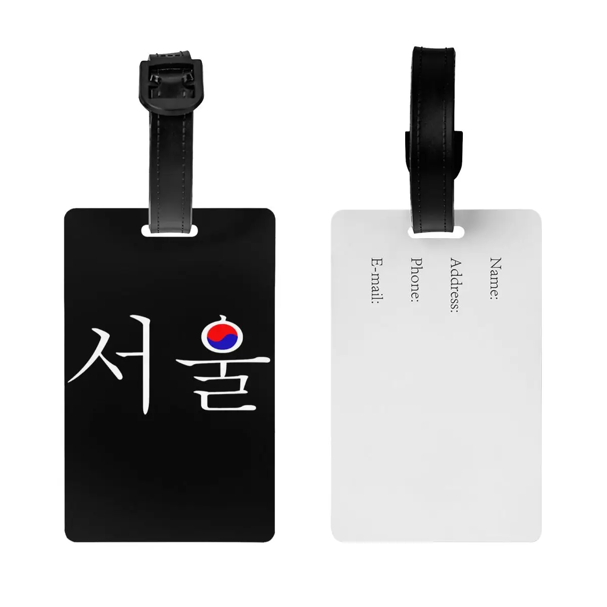 Custom Seoul South Korea Hangul Korean Flag Luggage Tag Privacy Protection Baggage Tags Travel Bag Labels Suitcase