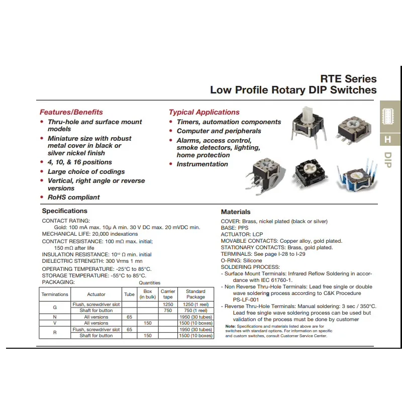 1 pz/lotto importato RTE1000N14 0-9/10 cifre rotary toggle code switch spina diretta 5 pin codice positivo