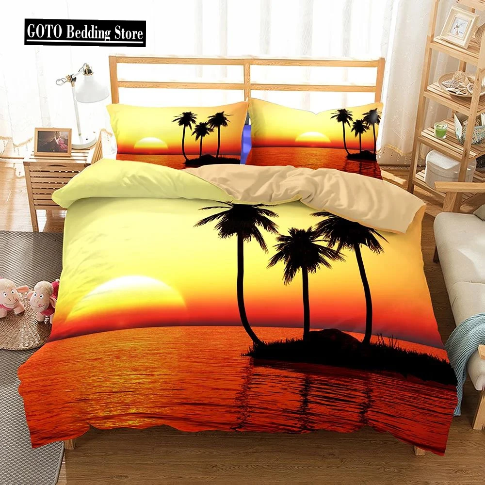 3D Seaview Queen Bedding Sets Single King Size Duvet Covers Set Bed Linen Quilt Cover 100% Polyester Western Home Textile 2024