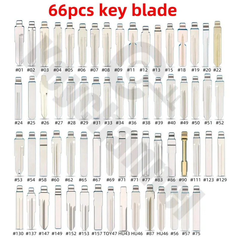 66pcs KD Key Blade KEYDIY Remote Blank Xhorse Blade HU66 SIP22 for Renault Golf Toyota Kia Hyundai Nissan Ford Peugeot Citroen