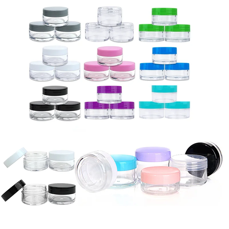 Pots à cosmétiques en plastique africain, transparents, étanches, illables au quotidien, doublure HI pour le stockage de voyage, pommade de gratitude, 2ml-20ml, 50 pièces