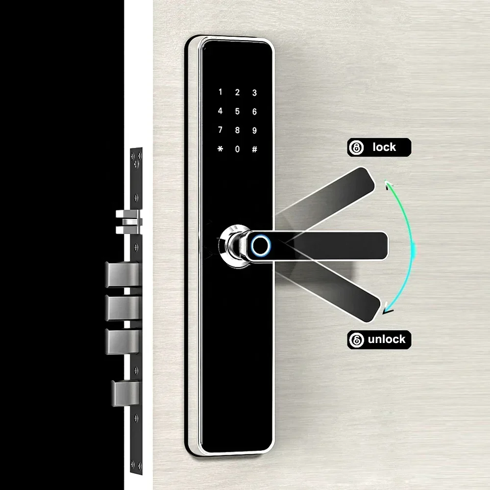 Cerradura de puerta de acero inoxidable con huella dactilar, cerrojo de seguridad con aplicación smart home, ttlock digital, 6068