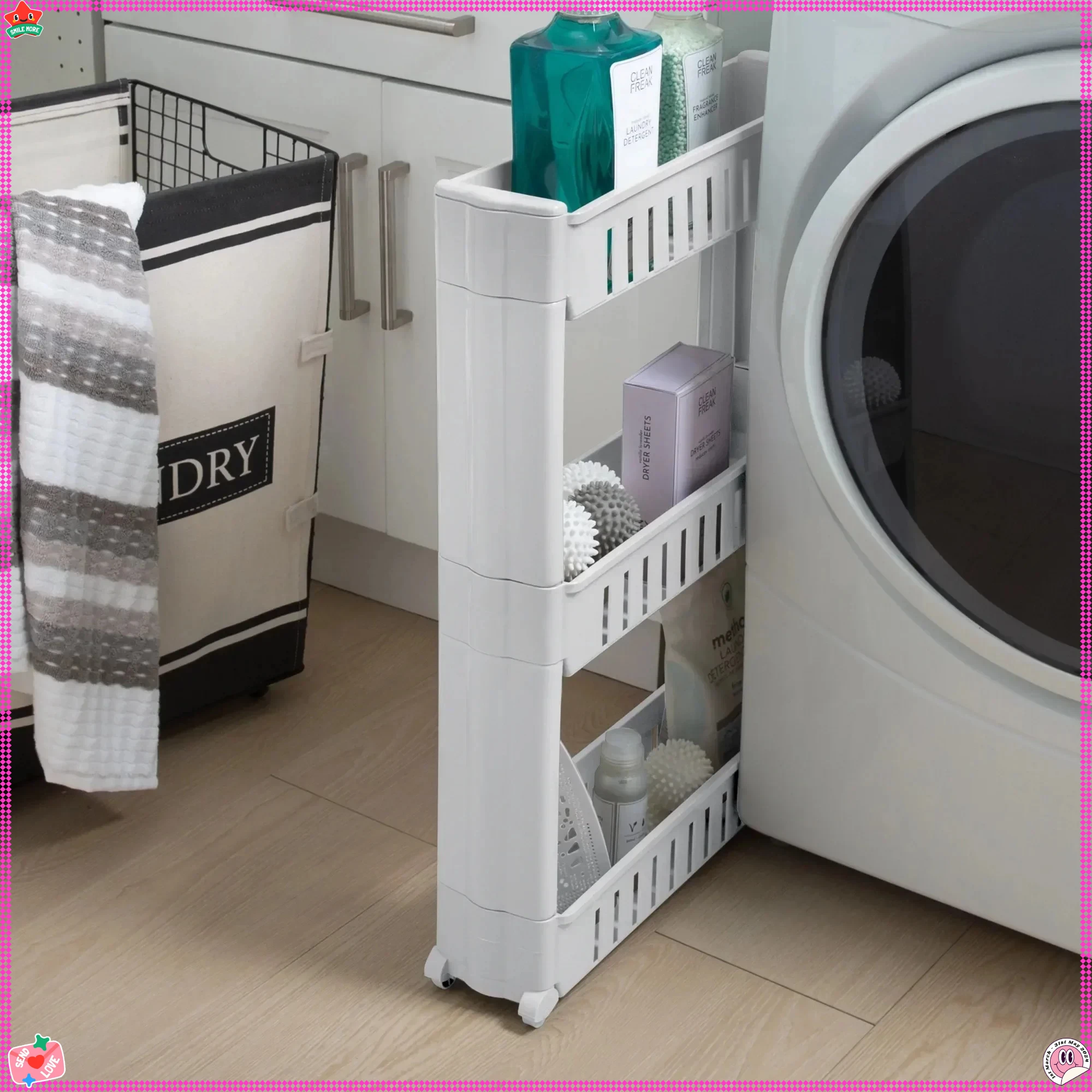 منظم عربة تخزين رفيع مع 3 طبقات، أدراج سهلة الانزلاق للخزانة والمطبخ وغرفة الغسيل والمخزن