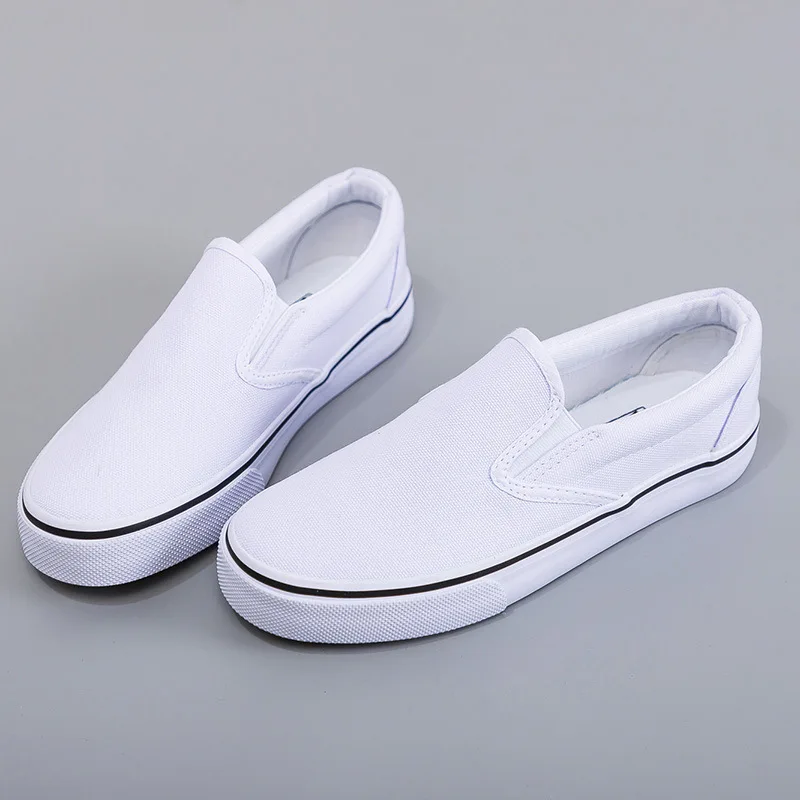 Nowe damskie buty płócienne Pure Color Slip on Flat Bottom Non-slip Walking Shoes Sneaker Loafers Comfort Low Top Board Shoes