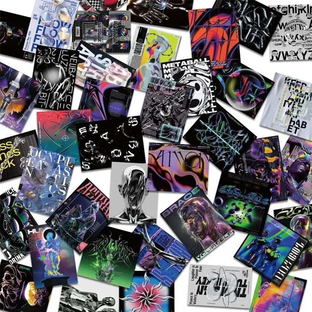 10/20/40pcs Cool Harajuku Acid Graphics Art Stickers Aesthetic Decals Skateboard Laptop Guitar Waterproof Decoration Sticker Toy