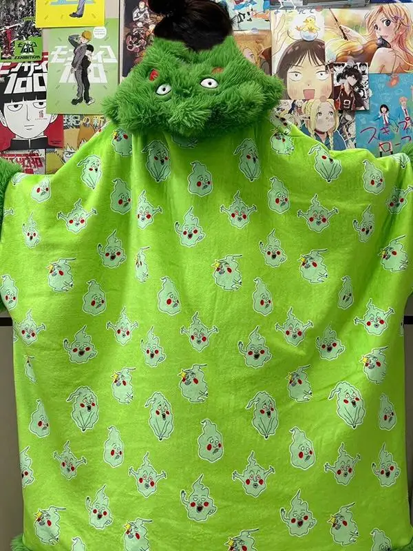 Зимняя утепленная теплая домашняя одежда в стиле аниме, нечеткая пижама с капюшоном, халат с ямочками, рождественский подарок