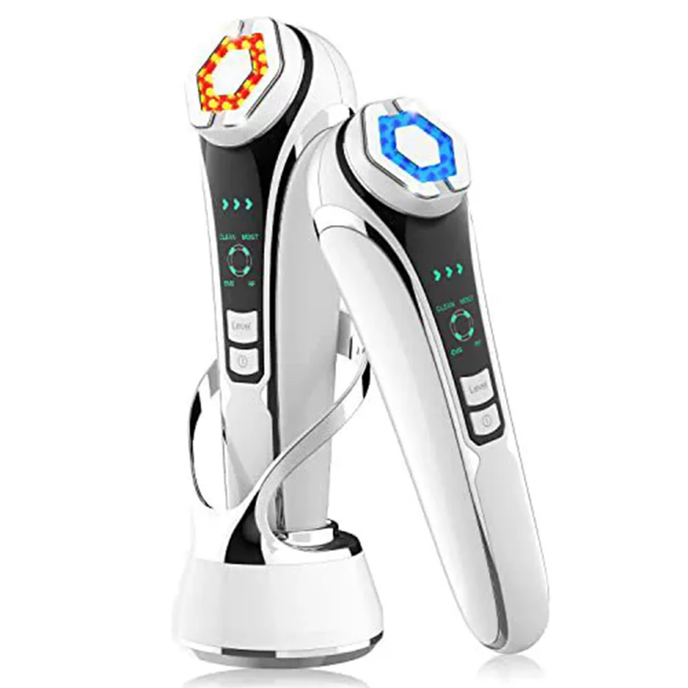 جهاز تجميل جديد لشد الوجه وتجديد شباب الوجه جهاز تجميل منزلي EMS جهاز تجميل مكركرنت هدية #5