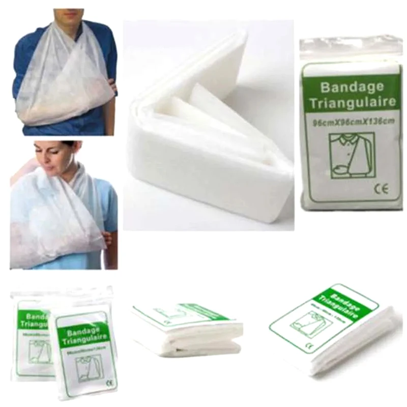 5pcs Non-woven Medical Gauze Bandage Triangular Binder First Aid Kit Fracture Fixation Emergency Wound Care Dressing 96*96*136cm