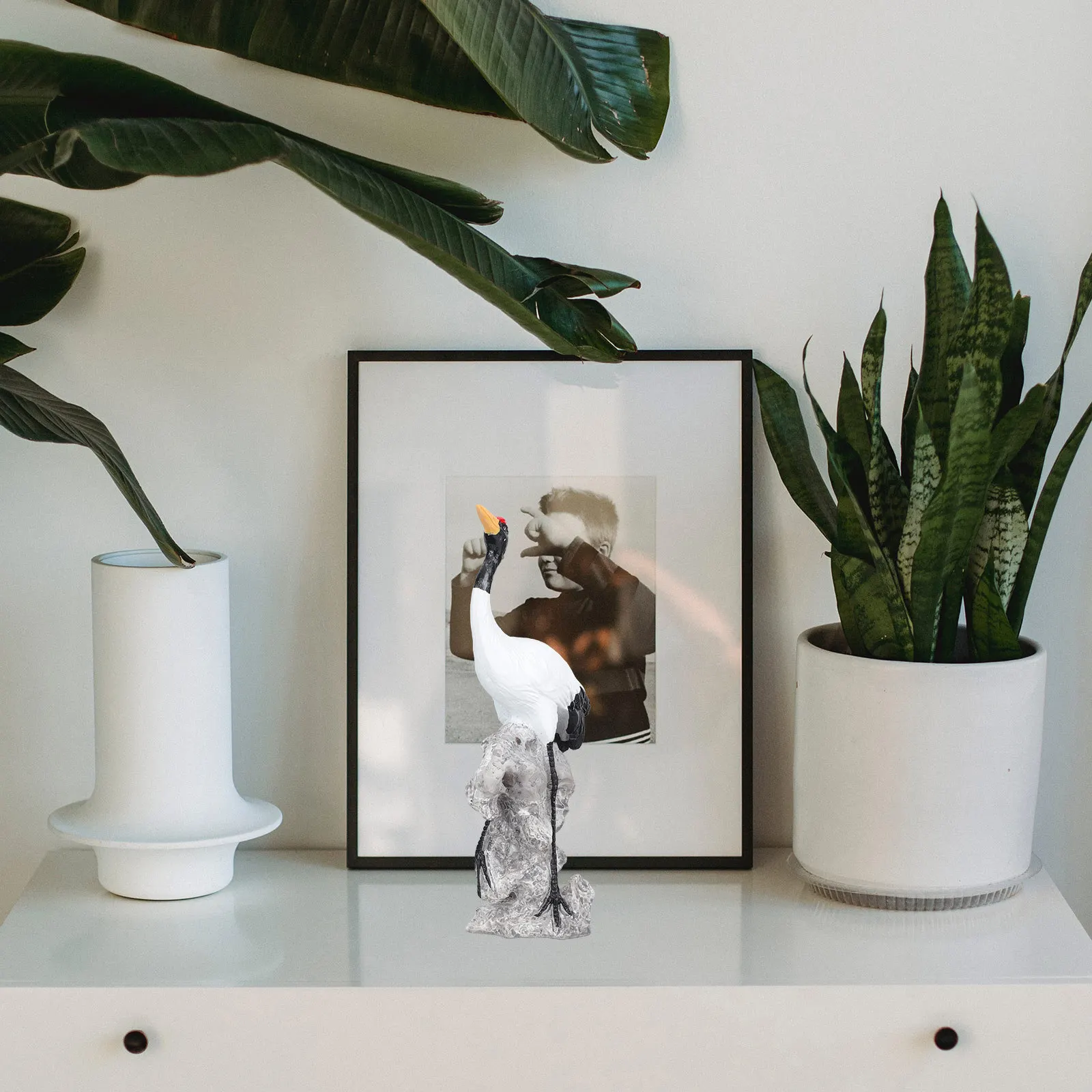 

4Pcs Resin Crane Shaped Garden Decor Fine Craftsmanship Safe Home Desktop Ornaments Micro Landscape Crane Ornaments